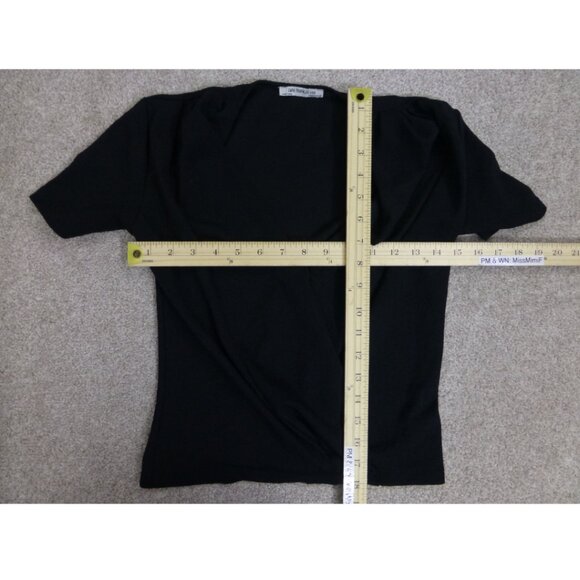 Zara Trafaluc Deep V-Neck, Faux Wrap Black Top - Picture 6 of 8